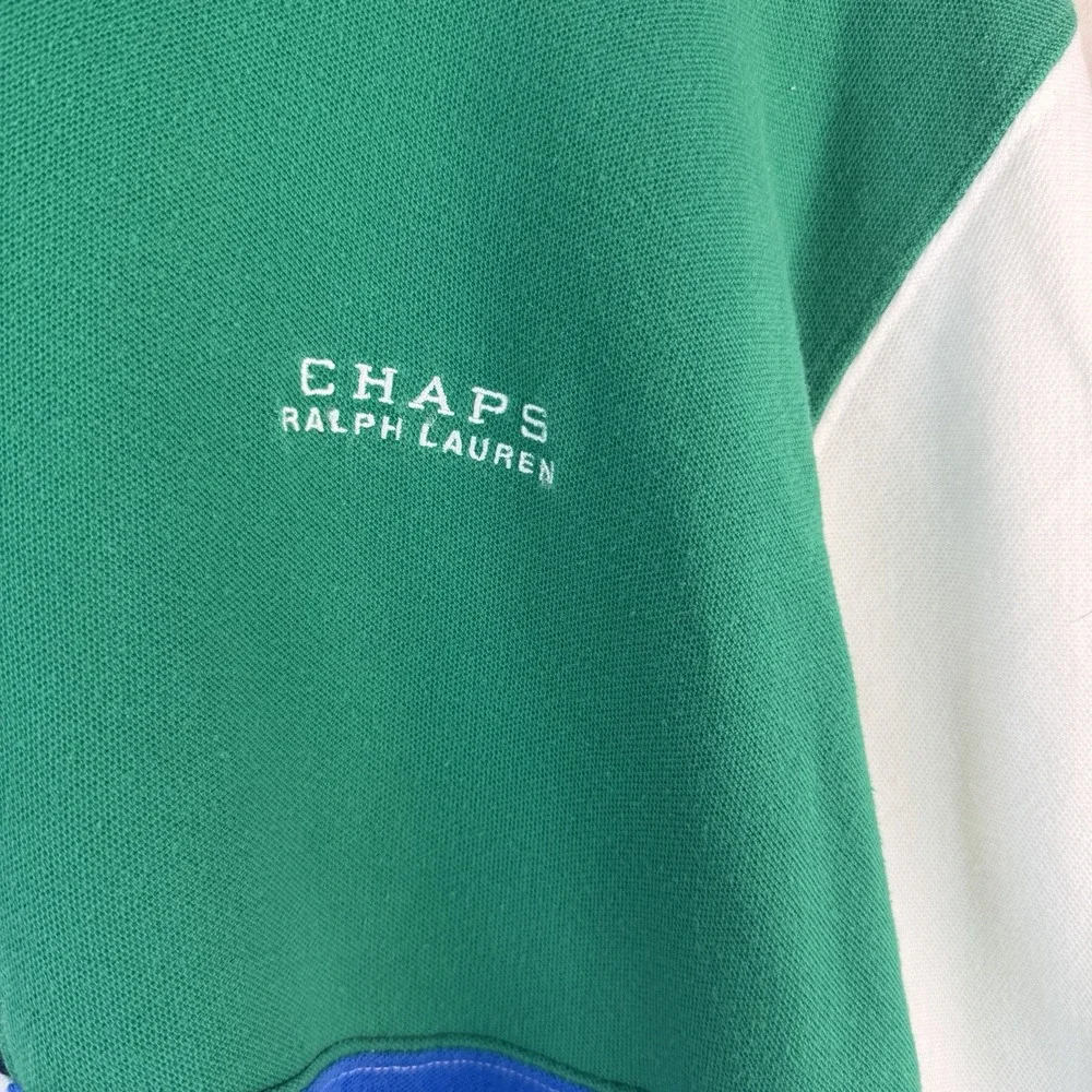 VTG Chaps ralph lauren polo 90S Color‎ Block Men's Medium Shirt Blue Y2K